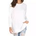Women's Long Sleeved Knit Sweater Round Neck Slit Design Loose Fitting Elegant Commuter Workwear Apparel_ecoleips.com