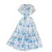 Haven Gentle Long French Retro Style Short Sleeve Turn-Down Collar Waist-Cinching Slimming A-Line Floral Dress Summer_ecoleips.com