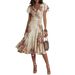 Women's Clothing Women's Casual Printed Pleated Floral Dress Spring Summer New Fashion_ecoleips.com