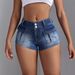 Women's Clothing Fashion Hot Girl Big Pocket Bullet Denim Short_ecoleips.com