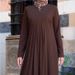 2025 Spring And Autumn Invisible Zipper Pleated Fashion Long Skirt Muslim Robe_ecoleips.com