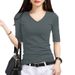 Black Medium-sleeved Top, Seven-quarter-sleeved Bottoming Shirt, Women's Spring And Autumn New T-shirt_ecoleips.com