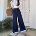 Petite Korean-style Loose Wide-leg Jeans Women, 2025 New Model, With Bow And Plaid Patchwork Design, Stylish Long Pants_ecoleips.com