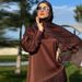 Autumn Elegant O-neck Patchwork Robe Dress Spring Casual Long Sleeve Solid Long Dress Women's Fashion Draped Loose Party Dress_ecoleips.com