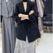 Black Women's Blazer 2026 Spring Fashion New Versatile High-end V-neck Loose Slimming Ribbon Elegant Coat_ecoleips.com