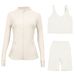 Women's 3-Piece Workout Set – Breathable Jacket, U-Back Sports Bra & 5" Shorts For Yoga, Running & Gym (S-Xxxl, 40+ Colors)_ecoleips.com