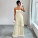 "Strapless Elegant Cake Dress For Women - European & American Style Party Wear, Flattering Fit, Breathable Polyester_ecoleips.com