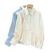 Women's Clothing Small Fat Girl Two Piece Vest Loose Versatile Shirt Female Long Sleeved Top Autumn New White Shirt_ecoleips.com