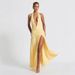 Women's Clothing Autumn New Sexy Temperament Slim V Neck Hot Girl Solid Color Halter Neck Slit Dress_ecoleips.com