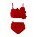 Women's 3D Floral Decorated Camisole Bikini Set European Style Sexy Summer Vacation Fashion Sleeveless Wire-Free Polyester_ecoleips.com