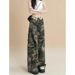 American Style Camouflage Cargo Jeans For Women Summer Loose Fit Versatile Slimming High Waist Cuffed Straight_ecoleips.com