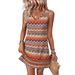 2026 Bohemian V-Neck Sleeveless Tank Printed Loose A-Line Short Dress Vacation Style Casual Women's Clothing_ecoleips.com