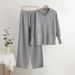 Autumn And Winter New Hooded Knitted Cardigan Jacket Wide Leg Pants Two Piece Temperament Suit For Women_ecoleips.com