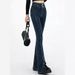Women's Stretch Denim Pants, Slim Fit With Front Seam & Diagonal Slit Detail For A Flattering Look, Trendy Flared Bootcut Jeans_ecoleips.com