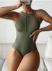 Sexy One-Piece Swimsuit For Women - Mesh Hollow-Out Design, Slim-Fit Monokini, Green Color, S/M/L/XL Sizes_ecoleips.com