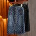 Women's Clothing Love jacquard fashionable denim skirt for women spring and summer new casual versatile design slit hip skirt_ecoleips.com