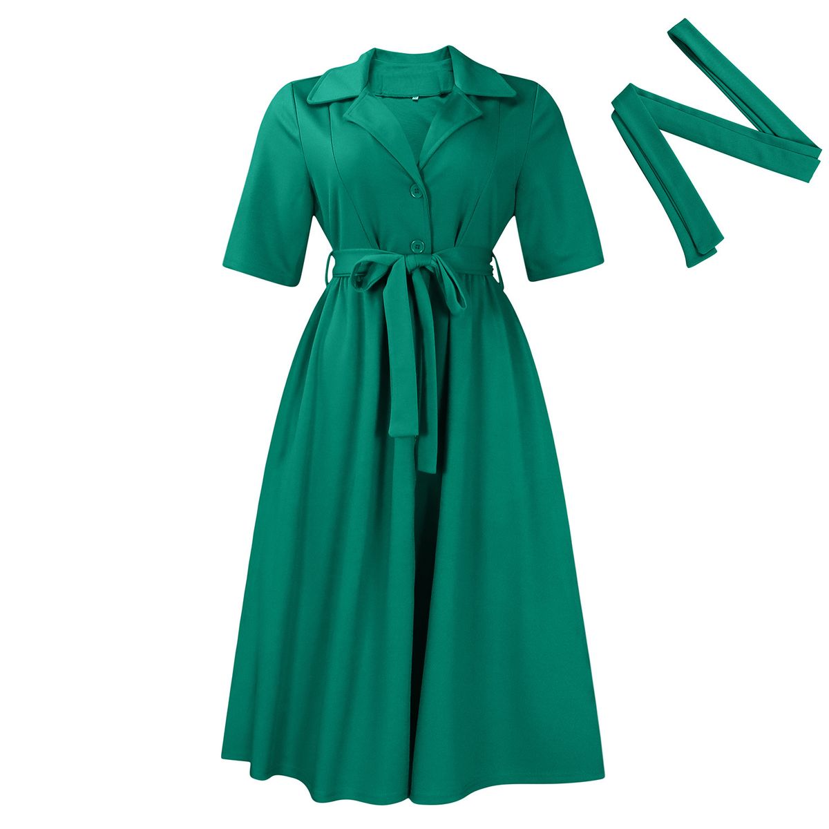 Elegant Tie-Waist Sleeveless Blazer Dress For Women - Plus Size A-Line Midi Dress With Notch Lapel, Summer Office & Casual Wear_ecoleips.com