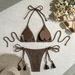 Women's Solid Color Rope Bikini Set - Soft Stretch Swimwear For Beach & Pool - Adjustable Ties & Comfortable Fit (S/M/L)_ecoleips.com