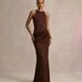Elegant Women's Sleeveless Banquet Dress American Style Slim Fit Satin Splicing Fashion New_ecoleips.com