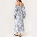 Casual Bell-Sleeve Chiffon European And American Women's Fashion 2024 Spring Square-Neck Printed Comfortable_ecoleips.com