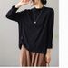 Black High-Necked Base Layer Shirt For Spring/Autumn Season; Women's Long-Sleeved T-Shirt With A Fitted, Solid-Color Des_ecoleips.com