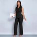 New European American Spring/Summer Women's Two-Piece Set: Elegant Slimming V-Neck Sleeveless Irregular T-Shirt And_ecoleips.com