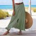 Women's Clothing Summer Casual Skirt Slit A Line Hip Waist Long Skirt_ecoleips.com