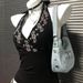 Spicy Girl Yabi Beautiful Back Vest Summer New Black V-neck Embroidered Halter Strap Backless Retro Top_ecoleips.com
