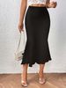 K New Fashionable And Elegant Knitted Elastic Fishtail Skirt, Half Skirt, Long Skirt_ecoleips.com