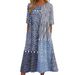Women's Flowy Short Sleeve Midi Dress With All-Over 3d Print, Round Neck A-Line Casual Summer Dress For Vacation_ecoleips.com