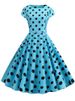 Women's Music Note Print Dress Retro Swing Casual Vintage Party Dresses 50s 60s Summer Short Sleeve_ecoleips.com
