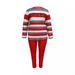 Plus Size Striped Print Shirt And Sports Pants Set Summer Fashion Long Sleeve Casual Comfortable Two-Piece Outfit For Women_ecoleips.com