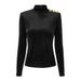 Women's Clothing New Velvet High Collar Bottoming Top Metal Button A Line High Waist Skirt Suit_ecoleips.com
