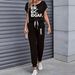 Women's Clothing Color Block Trim Casual Suit Short Sleeve Loose Fit American Style Spring Summer Autumn New_ecoleips.com