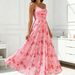 Summer New Arrival Women's Printed Chiffon Dress Tubby Neck Full Swing Waist Cinching European American Style_ecoleips.com