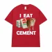 I Eat Cement Cursed Cat T Shirt Funny Meme Graphic Tee Shirt Fashion Casual Humor Vintage T-shirts Streetwear Women Summer_ecoleips.com