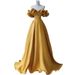 Women's Clothing One Shoulder Banquet Evening Dress For Women Satin Yellow Temperament Light Luxury Niche High End Art Exam Host Dress_ecoleips.com