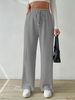 Suitable For All Seasons 2024 New Style Knotted Textured Knit Wide-Leg Pants Elastic High Waist Solid Color Casual Loose Straight-Leg Women's_ecoleips.com