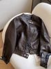 Women's Short Biker Jacket Faux Leather Cropped Jacket Stand Collar Stylish Outerwear For Spring & Fall_ecoleips.com