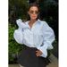 Cotton French-Style Long-Sleeved Shirt For Autumn, Paired With A Blue Collar Top, Fashionable Professional Women's Whole_ecoleips.com