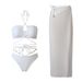 Women's Clothing New Split Swimsuit Women's Sexy Neck Tie Chiffon Wrap Skirt Three-piece Suit_ecoleips.com