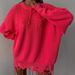 "Distressed Cotton Sweater Women's Casual Loose Fit Round Neck Long Sleeve Streetwear Grunge Style"_ecoleips.com