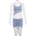2025 Spring Women's New Halter Neck Backless Slim Vest Low Waist Bodycon Skirt Set_ecoleips.com