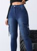 K Women's Flip Up Workwear Elastic Tight Jeans Slim Fit Casual Version Women's Jeans_ecoleips.com