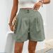 2025s Elastic Waist Solid Color Casual Shorts Versatile Comfortable Korean And Japanese Style Straight-Leg Women's Pants_ecoleips.com
