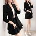Women's Stylish And Elegant Red Suit Set Autumn/Winter Two Piece Set With Blazer And Pleated Skirt_ecoleips.com