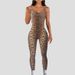 K Women's Printed Sleeveless Vest Jumpsuit With Threaded Square Collar, Exposed Back, Hip Lifting, Slim Fit Sports Jumpsuit_ecoleips.com