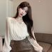 Spring Autumn French-style Sweet And Spicy Long-sleeve Chiffon Blouse For Women, High-end Design, Unique Loose-fitting_ecoleips.com