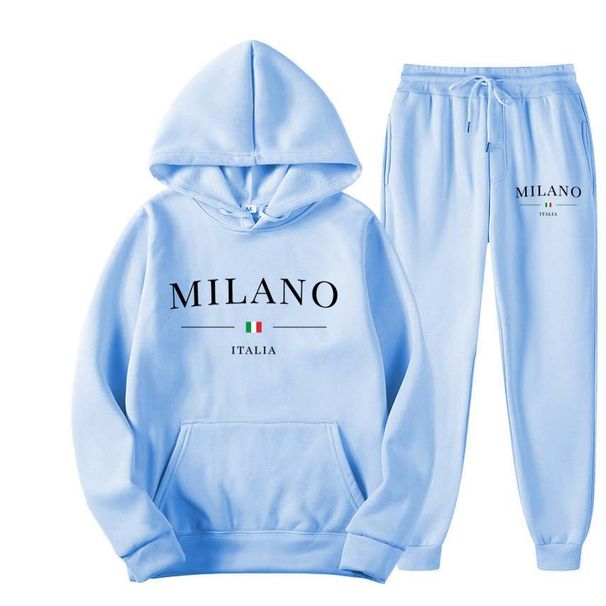 2PC-Stylish Casual Letter-printed Tracksuit With Soft Fabric Pocket Details Perfect For Everyday Wear For Outdoor Activities_ecoleips.com
