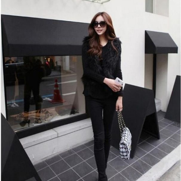 Fur Women's Vest New Imitation Fox Hair Short Vest Thickened Fashion Vest Jacket_ecoleips.com